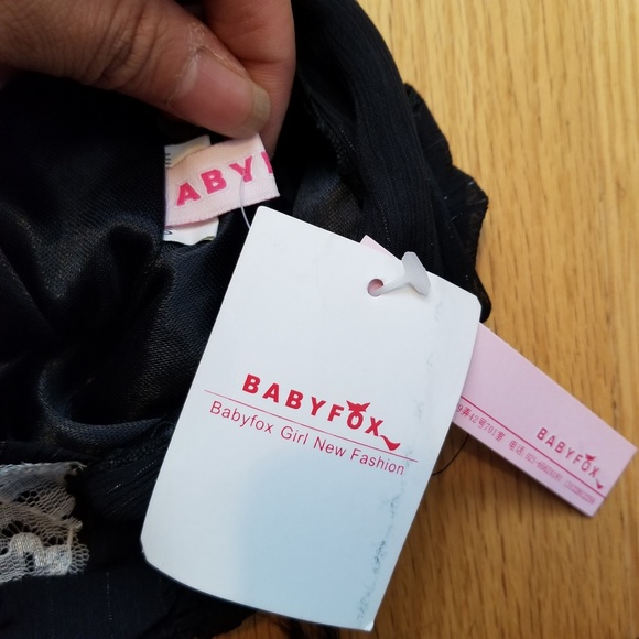 Baby Fox Gyaru Chiffon Silver Stripe Maxi Dress - Picture 7 of 7